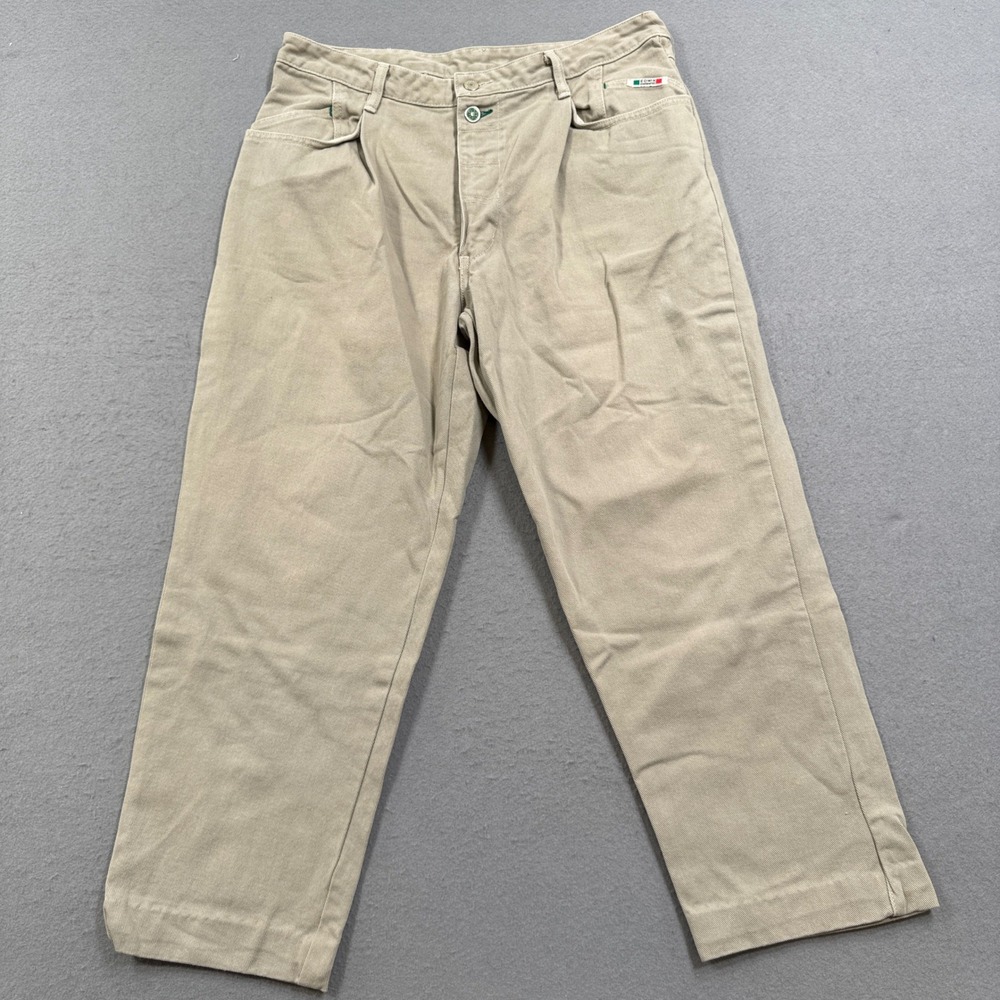 Y2K Edwin Chino Pants Men's 38x32 Khaki Tan Straight Leg Relaxed Fit Canada Made